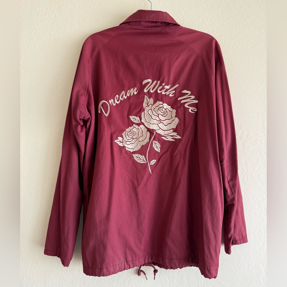Billabong Maroon Coach Jacket with Floral Embroidery